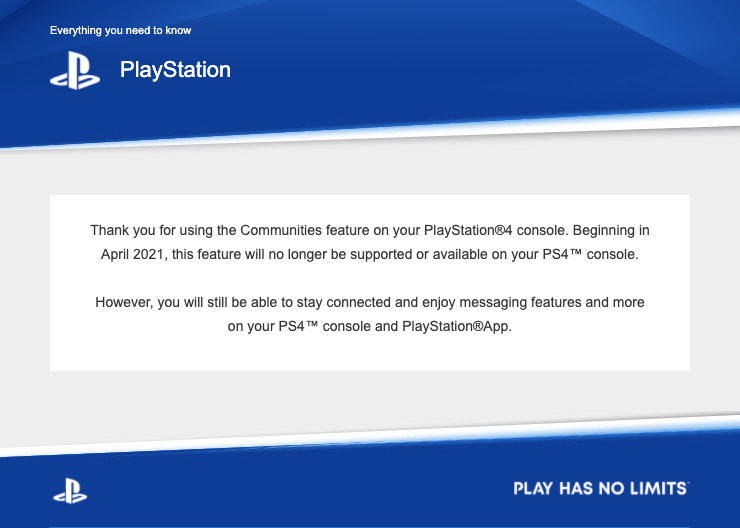 PS4 Communities to be Removed in April 2021 XTREME PS